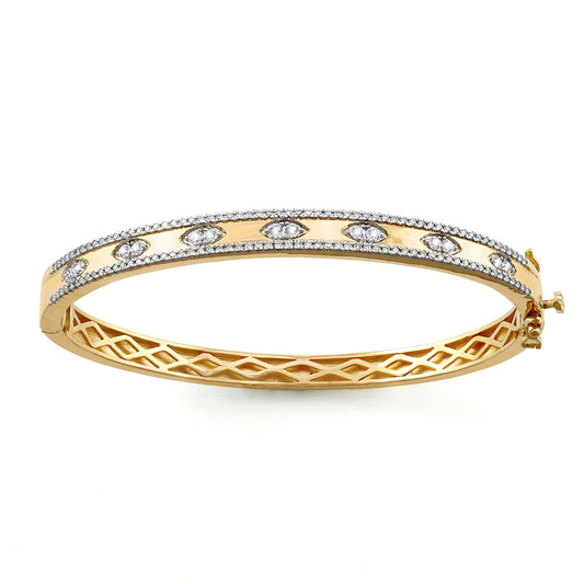 14K Yellow Gold Hinged Bangle Bracelet with 3/4TCW of Diamonds