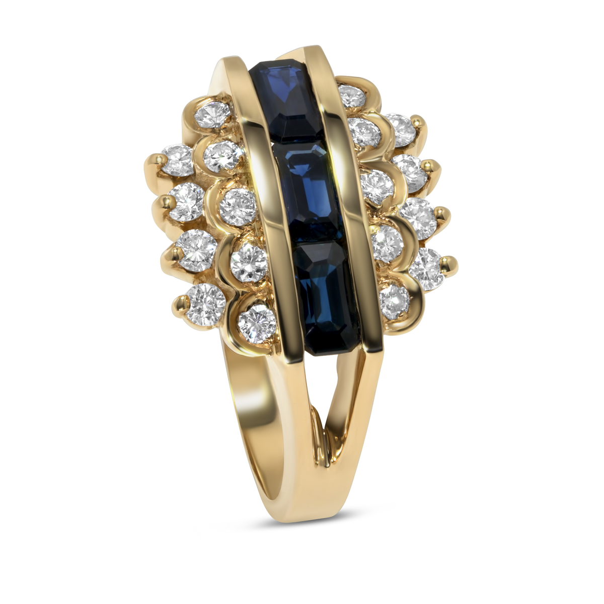 14K Yellow Gold Sapphire Baguette Ring