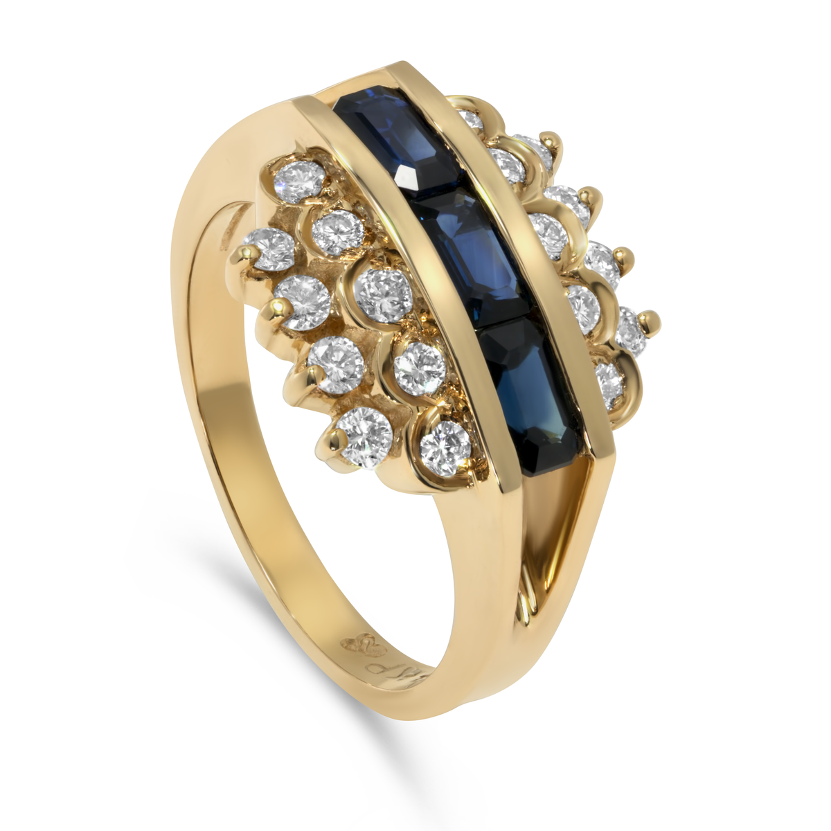 14K Yellow Gold Sapphire Baguette Ring