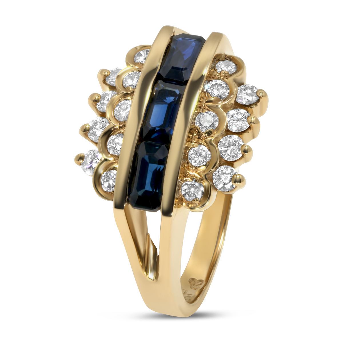 14K Yellow Gold Sapphire Baguette Ring