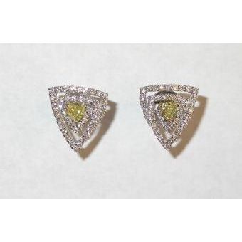 18K White Gold Yellow and White Diamond Earrings by Cherie Dori