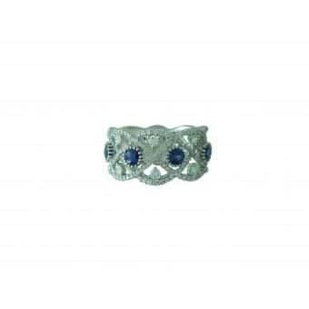 18K White Gold Sapphire Rhombus Ring by Cherie Dori