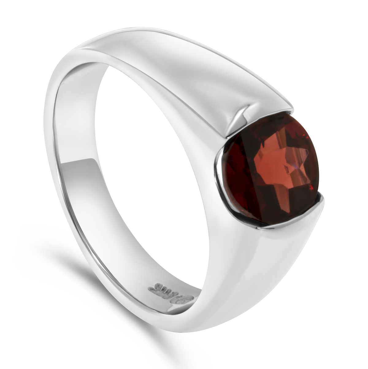 14K White Gold Prism Cut Garnet Ring
