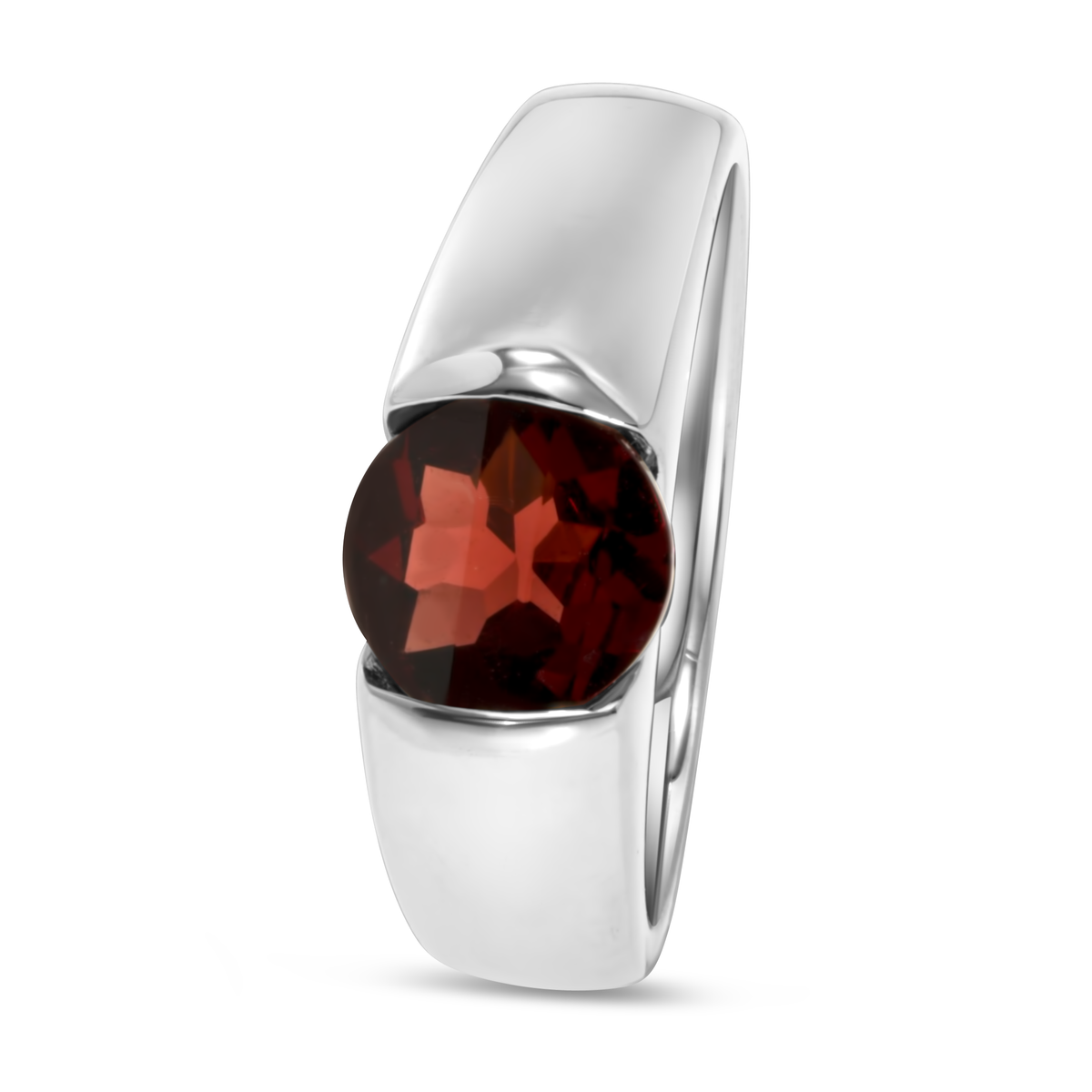 14K White Gold Prism Cut Garnet Ring