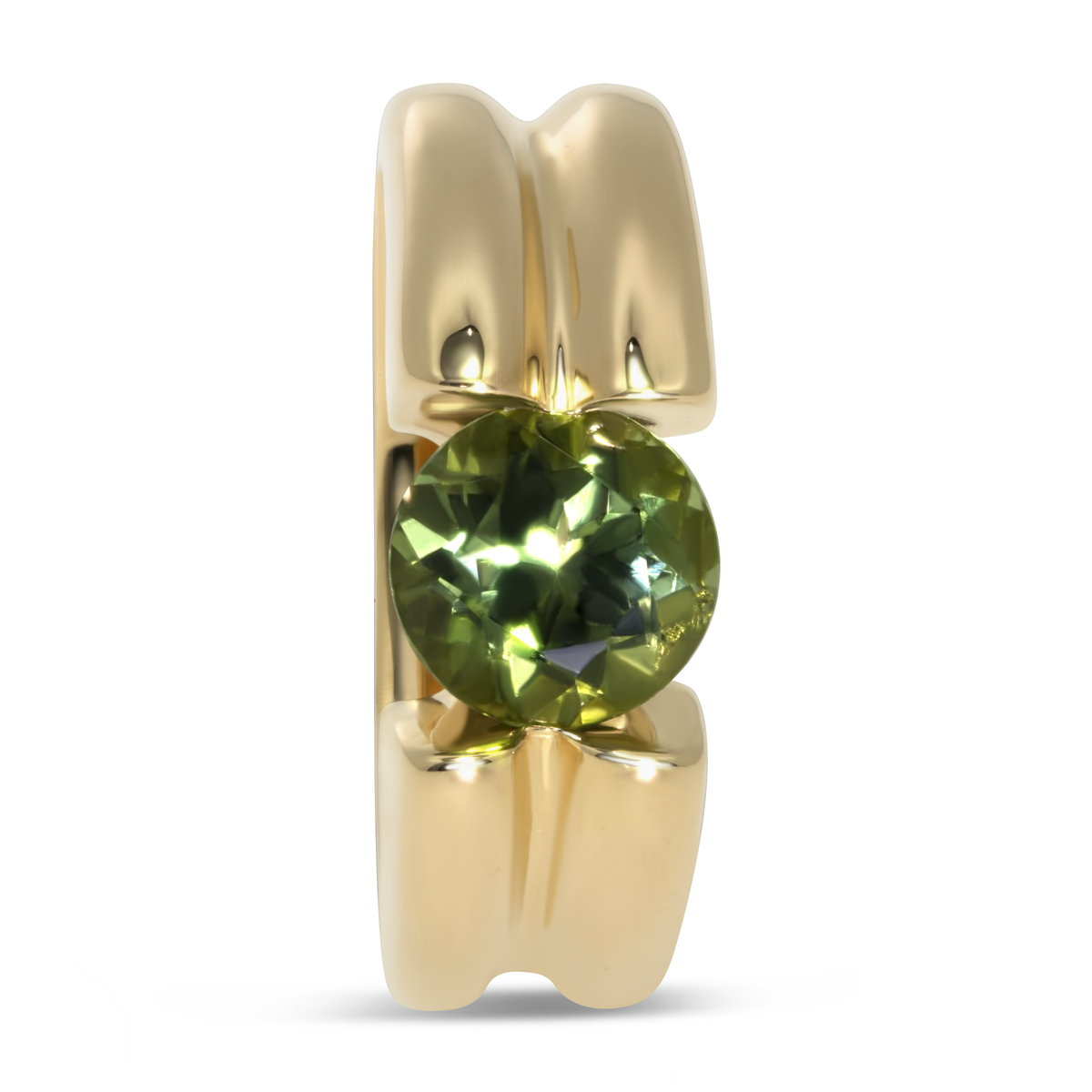 14K Yellow Gold Green Tourmaline Tension Set Ring