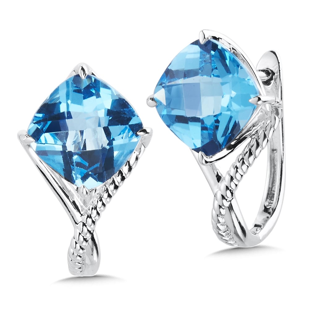 Sterling Silver Blue Topaz Huggie Earrings by SDC Creations