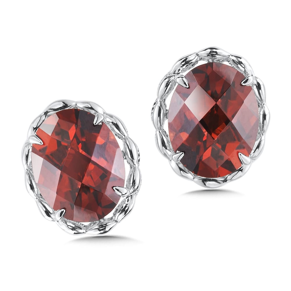 Sterling Silver Garnet Stud Post Earrings by SDC Creations