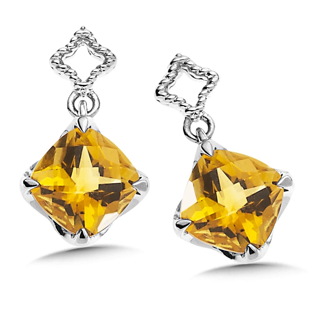 Sterling Silver Citrine Post Dangle Earrings by SDC Creations