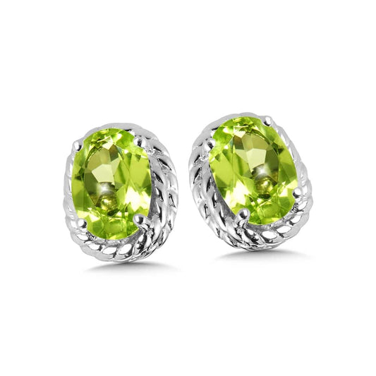 Sterling Silver Twisted setting Peridot Post Earrings by SDC Creations