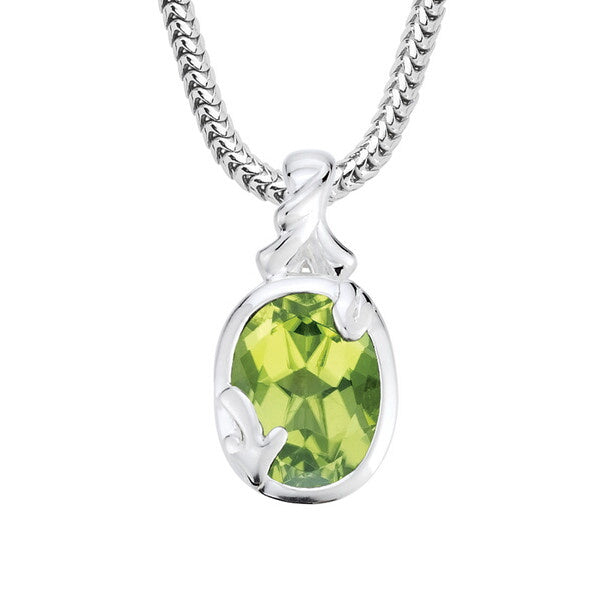 Sterling Silver Bezel Set Oval Peridot Necklace by SDC Creations