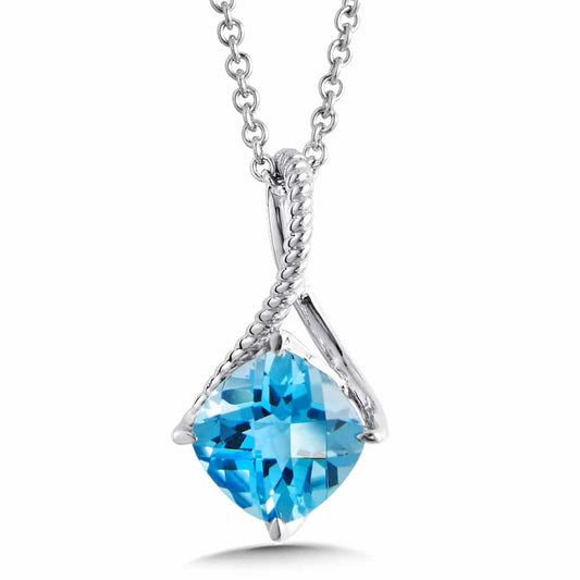 Sterling Silver Blue Topaz Pendant with Looped Bail by SDC Creations