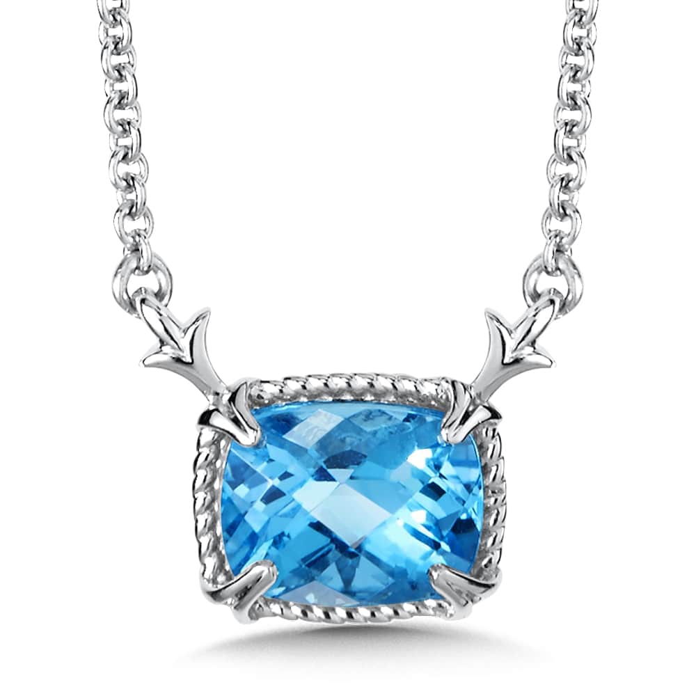 Sterling Silver Blue Topaz Necklace with Twist Setting by SDC Creations