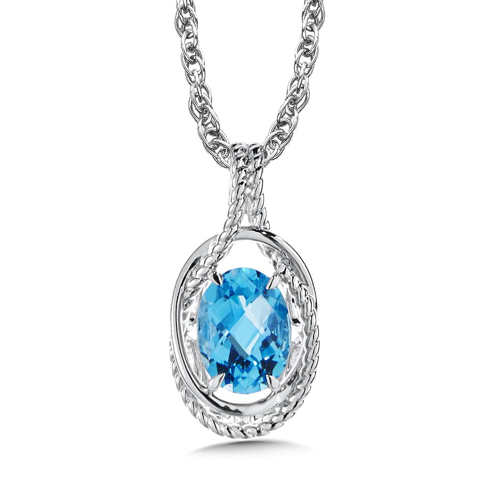 Sterling Silver Blue Topaz Pendant by SDC Creations