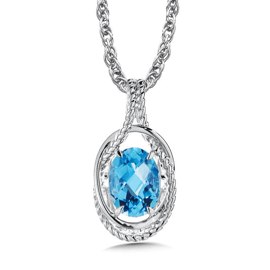 Sterling Silver Blue Topaz Pendant by SDC Creations