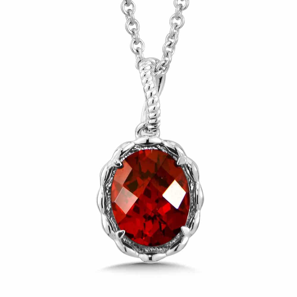 Sterling Silver Garnet Stud Pendant by SDC Creations