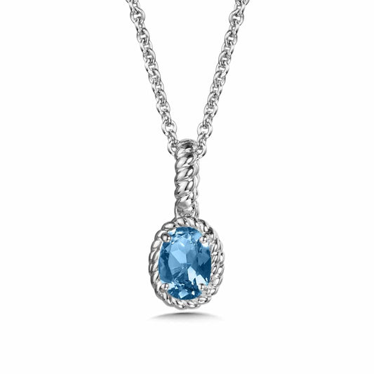 Sterling Silver Blue Topaz Pendant with Twist Bail by SDC Creations