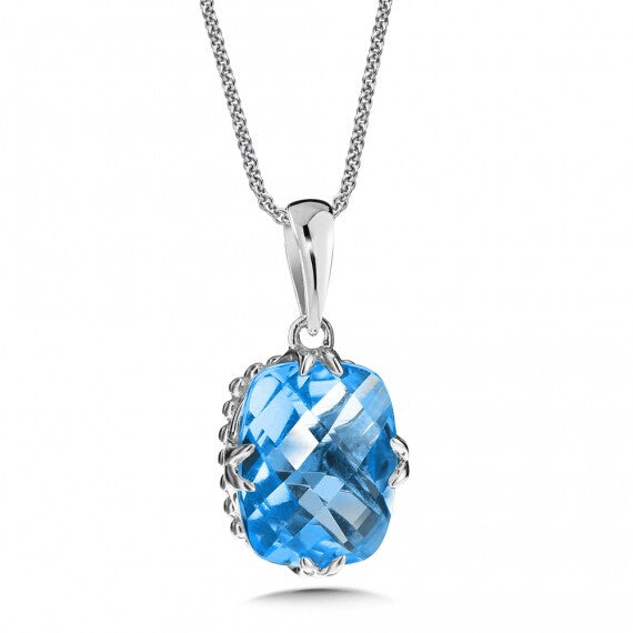 Sterling Silver Prong Set Blue Topaz Pendant by SDC Creations