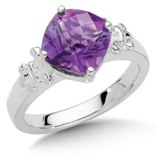 Sterling Silver Prong Set Amethyst Ring by SDC Creations