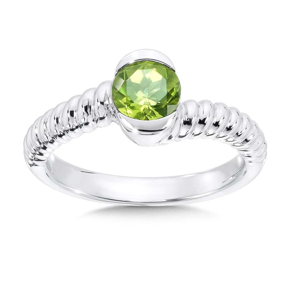 Sterling Silver Peridot Ring with Twist Band Design by SDC Creations