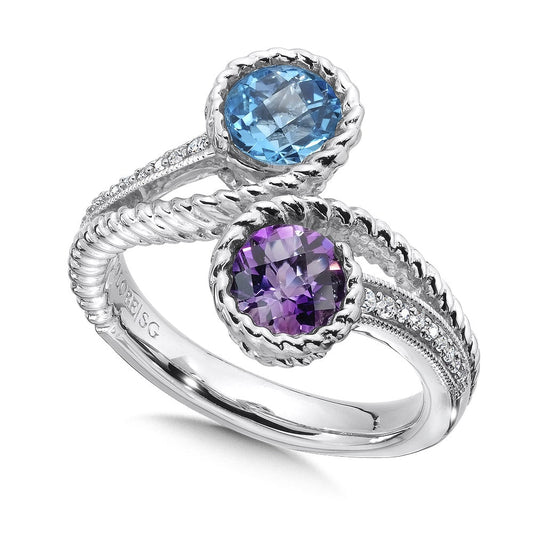 Sterling Silver, Amethyst and Blue Topaz Diamond Ring by SDC Creations