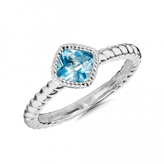 Sterling Silver Bezel Set Blue Topaz Stacking Ring by SDC Creations