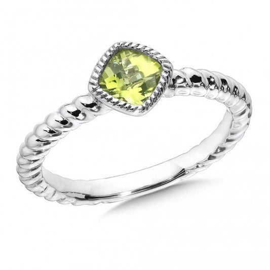 Sterling Silver Bezel Set Peridot Stacking Ring by SDC Creations