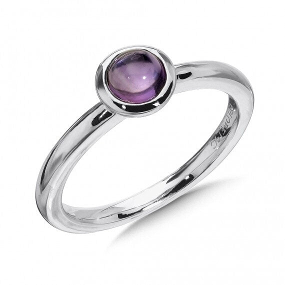 Sterling Silver Bezel Set Cabochon Amethyst Stacking Ring by SDC Creations