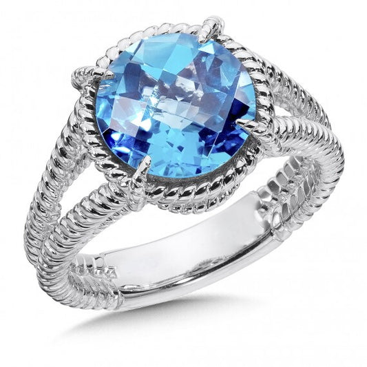 Sterling Silver Blue Topaz Split Shank Ring by SDC Creations