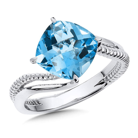 Sterling Silver Blue Topaz Ring with Half Twist Split Band by SDC Creations