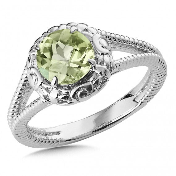 Sterling Silver Peridot Ring with Split Braided Band by SDC Creations