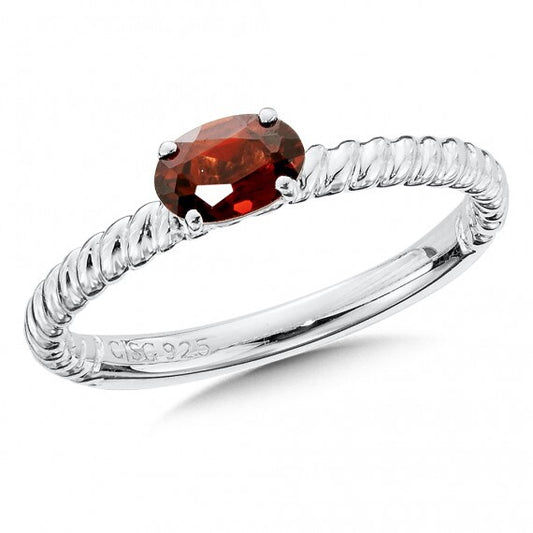 Sterling Silver Prong Set Garnet Stacking Ring by SDC Creations