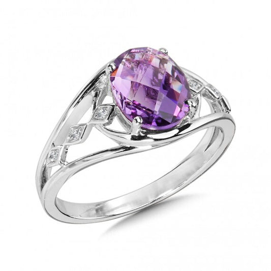 Sterling Silver Amethyst & Diamond Ring by SDC Creations