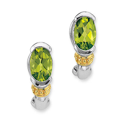 Sterling Silver and 18K Yellow Gold Peridot Earrings by SDC Creations