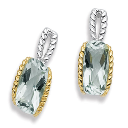 Sterling & 18K Yellow Gold Green Amethyst Earrings by SDC Creations