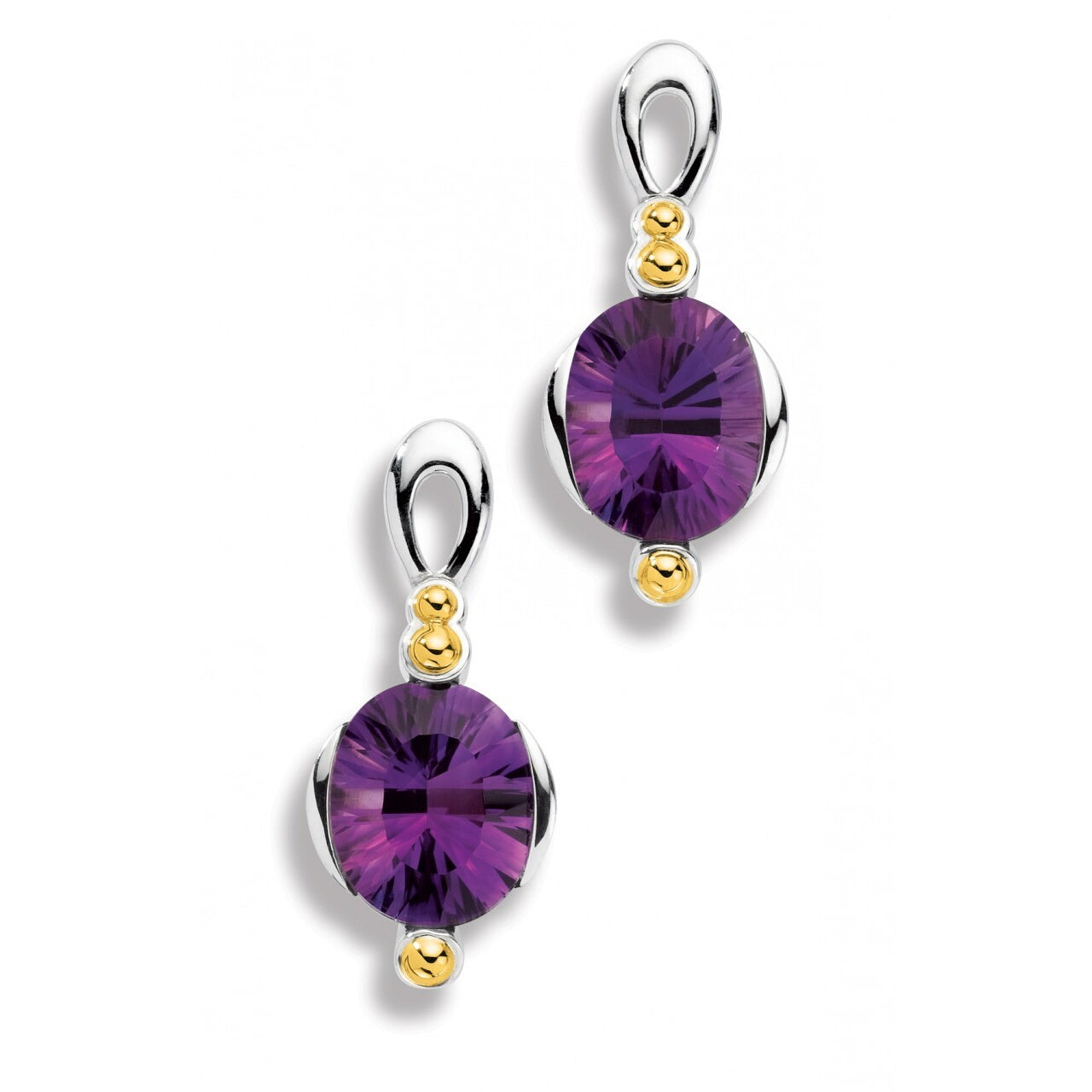 Sterling Silver and 18K Yellow Gold Amethyst Earrings by SDC Creations