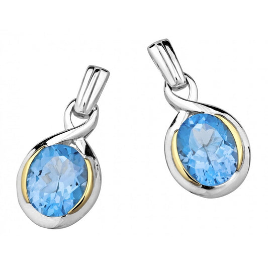 Sterling Silver & 18K Gold Blue Topaz Earrings by SDC Creations