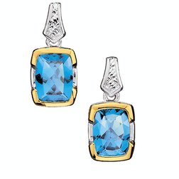 Sterling & 18K Yellow Gold Blue Topaz Earrings by SDC Creations