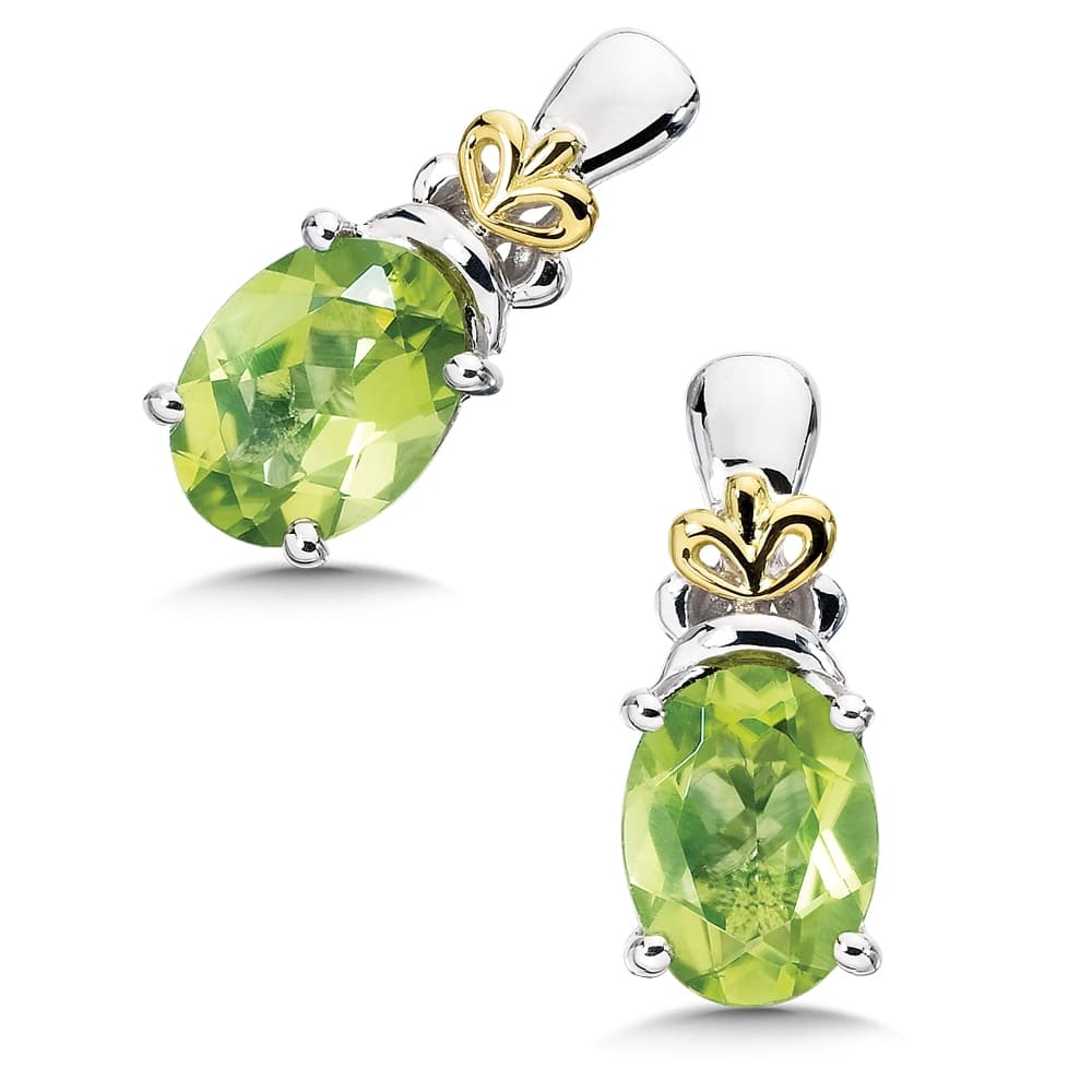 Sterling Silver & 18K Gold Peridot Earrings by SDC Creations