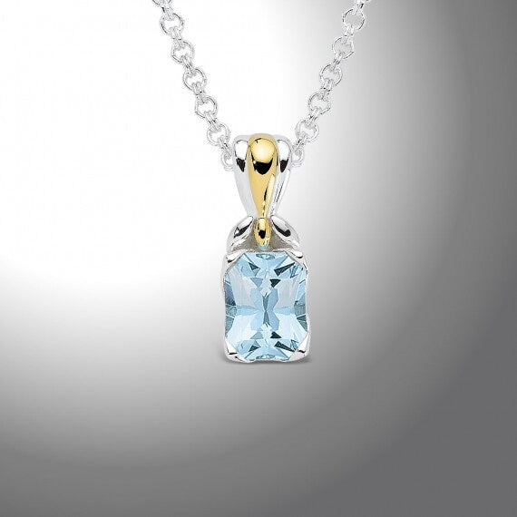 Sterling Silver & 14k Yellow Gold Aquamarine Pendant by SDC Creations