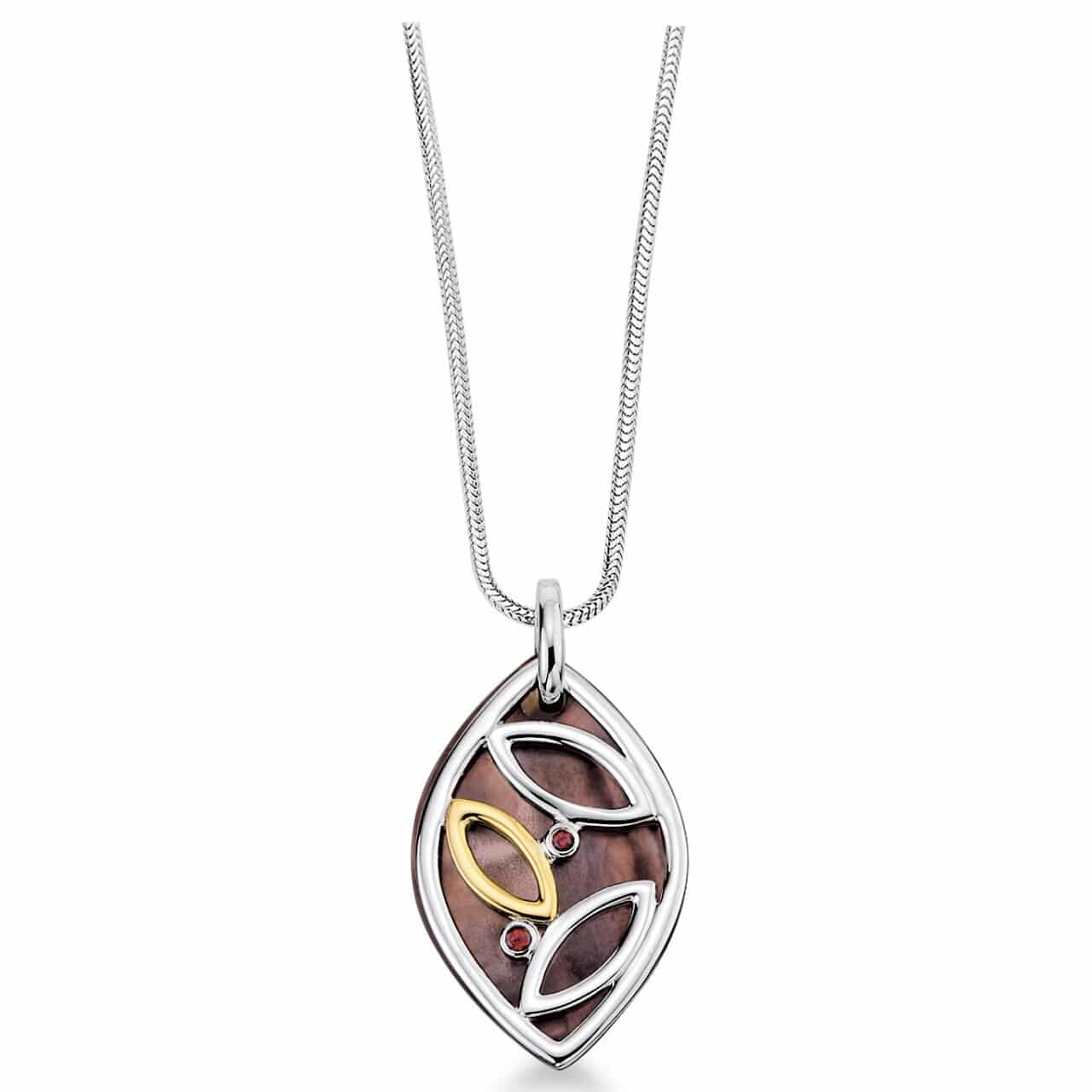 Sterling & Gold Mother of Pearl and Garnet Pendant by SDC Creations