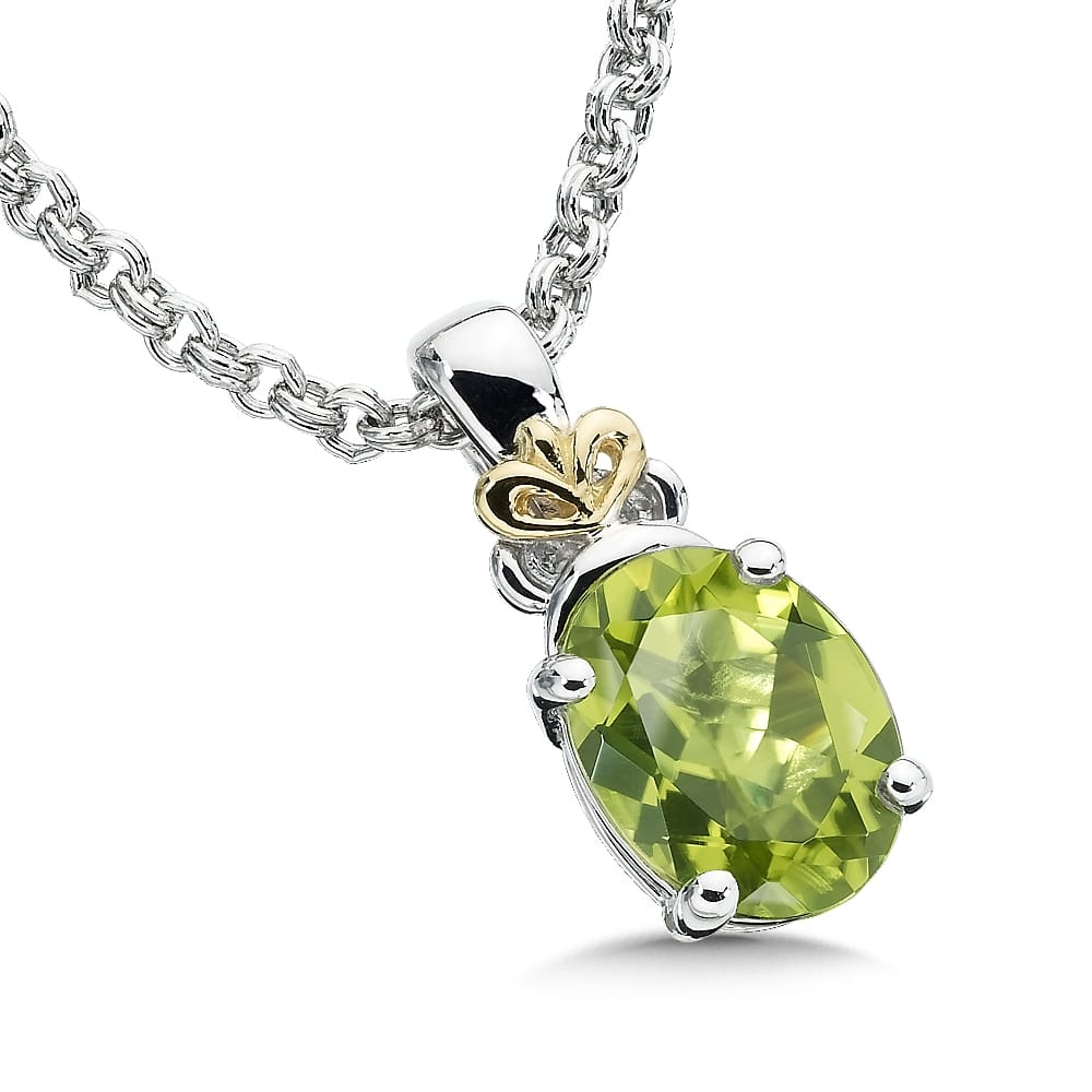 Sterling Silver & 18K Gold Peridot Pendant by SDC Creations