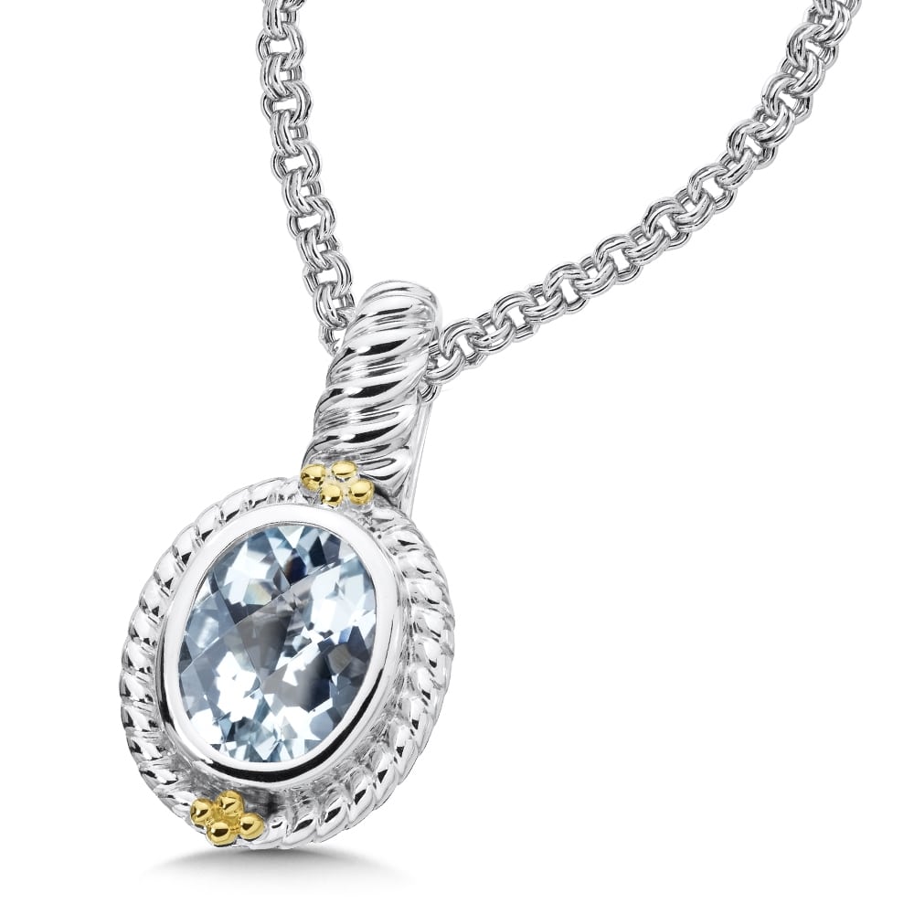 Sterling Silver and 18K Gold Aquamarine Pendant by SDC Creations