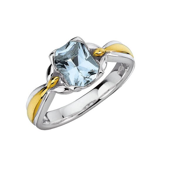 18K Yellow Gold & Sterling Silver Aquamarine Ring by SDC Creations