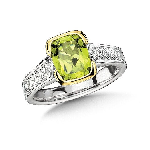 Sterling Silver and 18K Yellow Gold Peridot Ring by SDC Creations