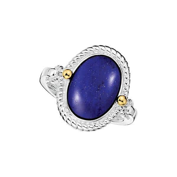 Sterling Silver and 14K Yellow Gold Lapis Ring by SDC Creations