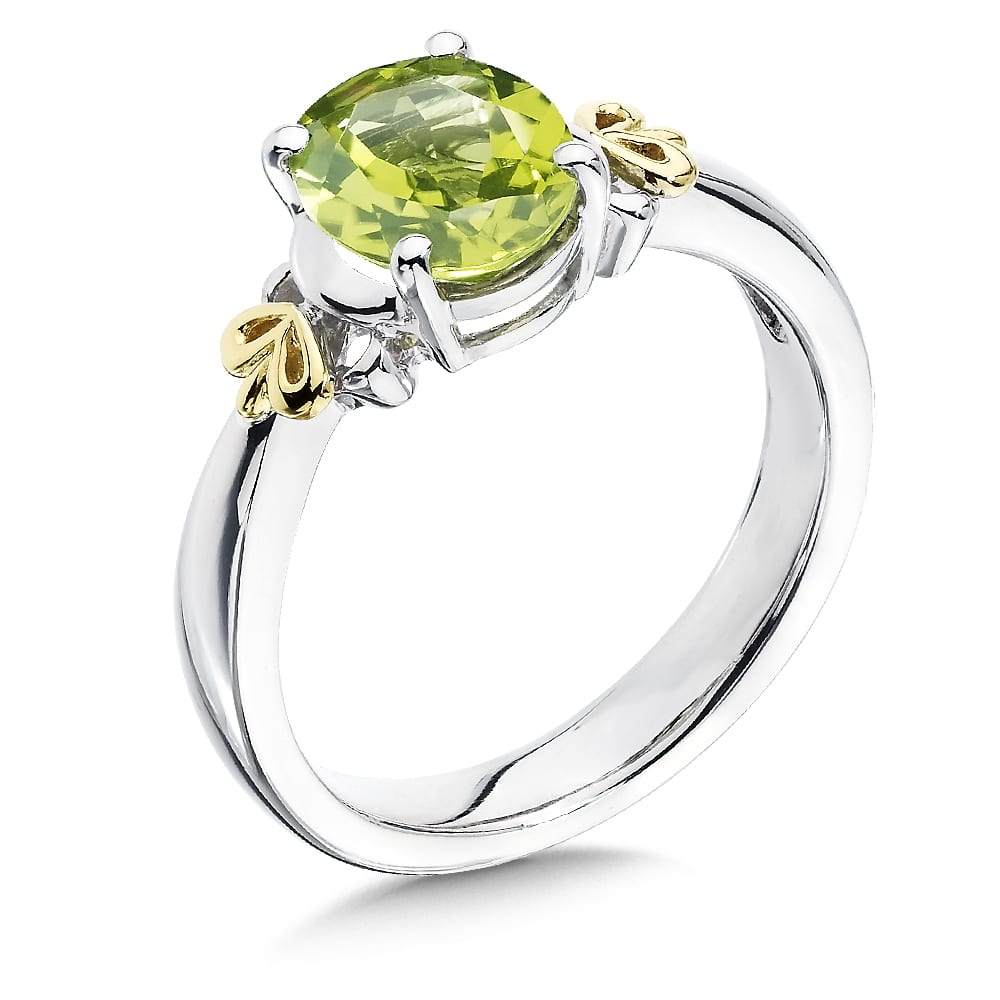 Sterling Silver & 18K Yellow Gold Peridot Ring by SDC Creations