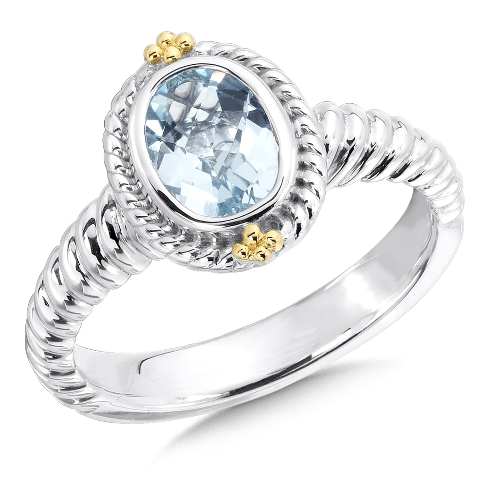 Sterling Silver and 18K Gold Aquamarine Ring by SDC Creations