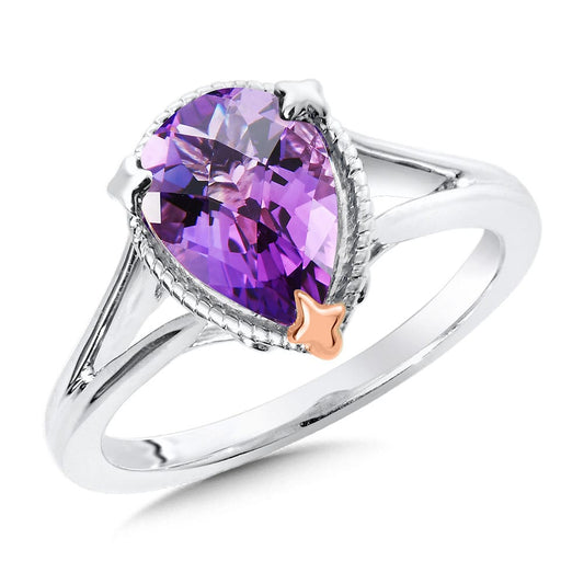 Sterling Silver and 18k Rose Gold Amethyst Ring by SDC Creations