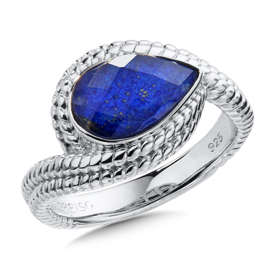 Sterling Silver Pear Shaped Faceted Lapis Ring
