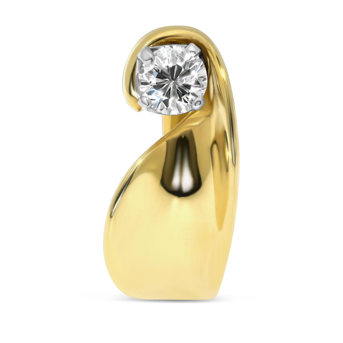 18K Yellow Gold Handmade Diamond Solitaire Ring